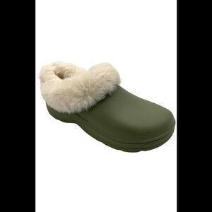 Totes Women's Bailey Plush Removable Liner Clog Slippers Olive Coast - Medium